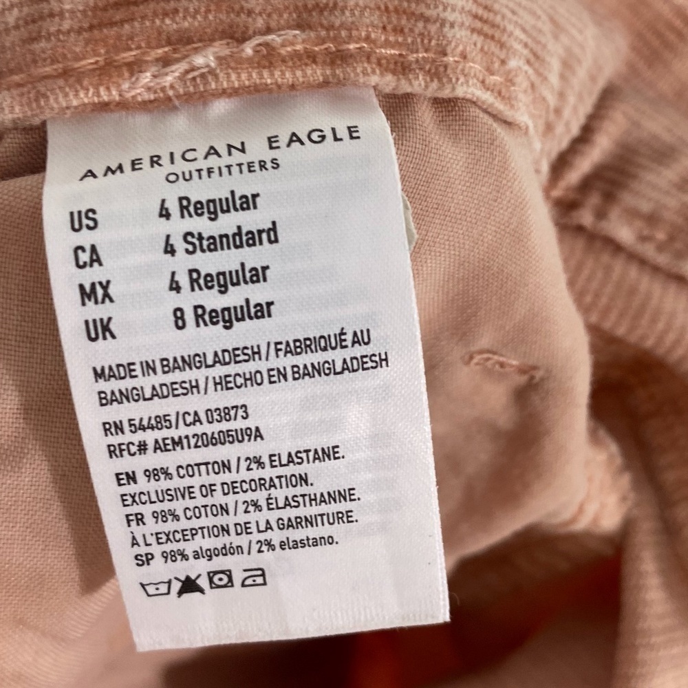 American Eagle Corduroy Mom High Waist Pants SZ 4 - Picture 6 of 9